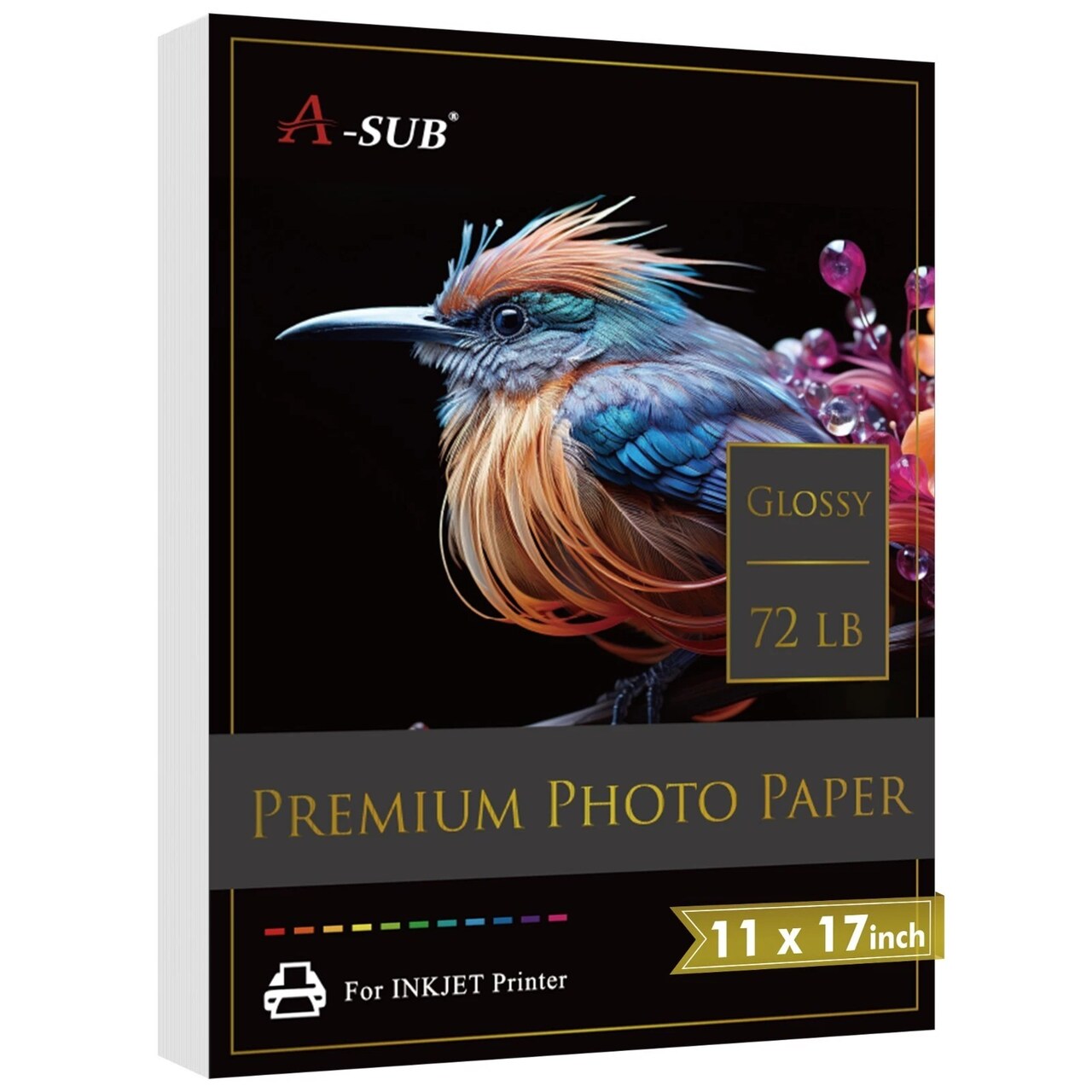 A-SUB Premium Glossy Photo Paper for Inkjet, 72 lb, Assorted Sizes